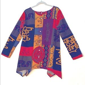 Multicolor Bohemian Women Top XL